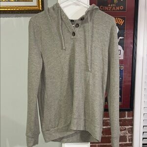 Pink Clover Men's Hooded Henley Sweatshirt in Light Olive